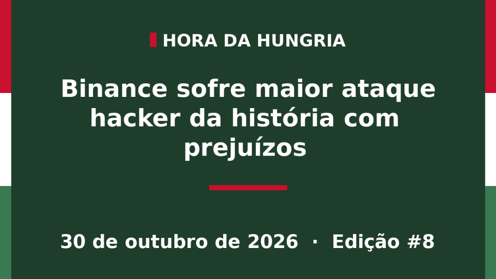 Capa da edição #8 da Hora da Hungria: Binance sofre maior ataque hacker da história com prejuízos